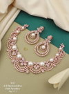 Elegance Fancy Rose Gold And Silver Diamond Necklace Set 3 Wholesale In India

